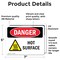 Signmission Hot Surface Sign, 5 in H x 7 in W, Vinyl Decal, Hot Surface OS-2PACK-DS-D-57-L-2407 - alternate 6